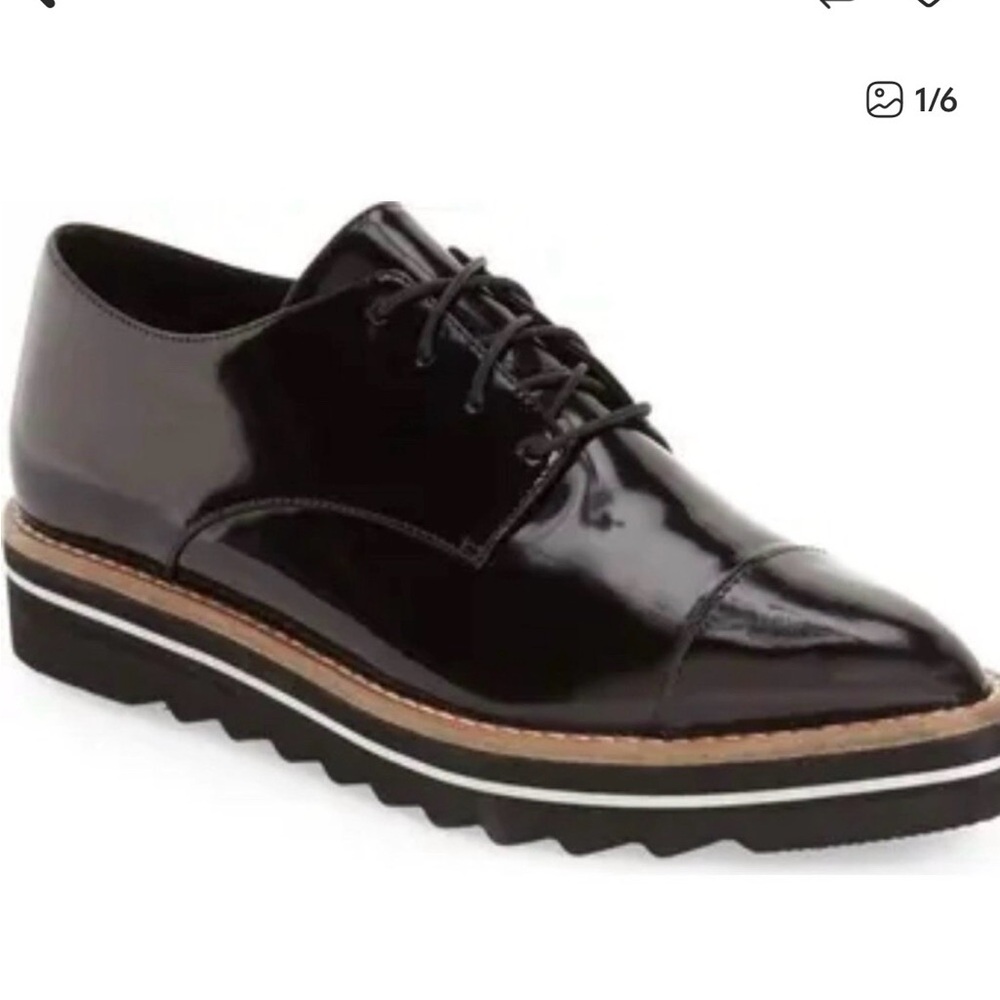 Vince Black Patent Leather Lace-Up Loafers